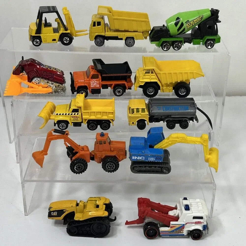 Vtg Hot Wheels Construction Lot Dump Cement Tow Truck Excavator Caterpillar